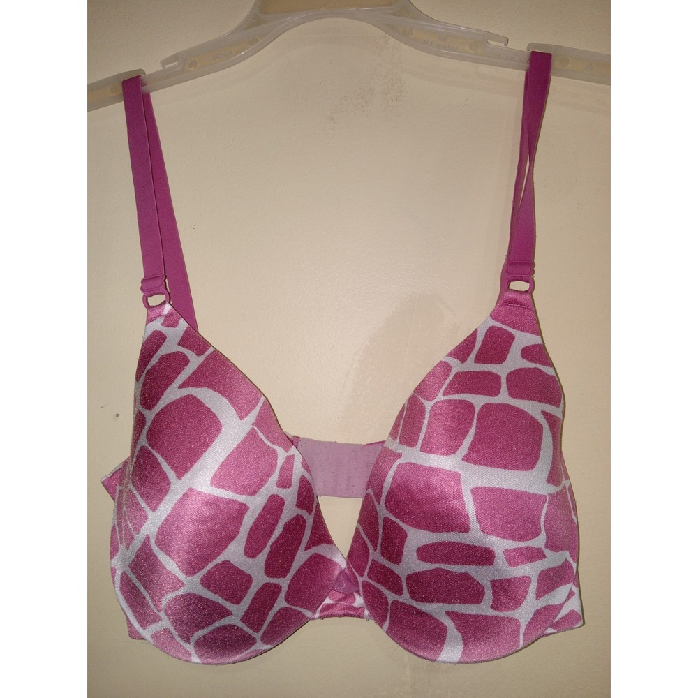 Maidenform Padded Underwire Bra 36D Pink & White Zebra Animal Print Sexy